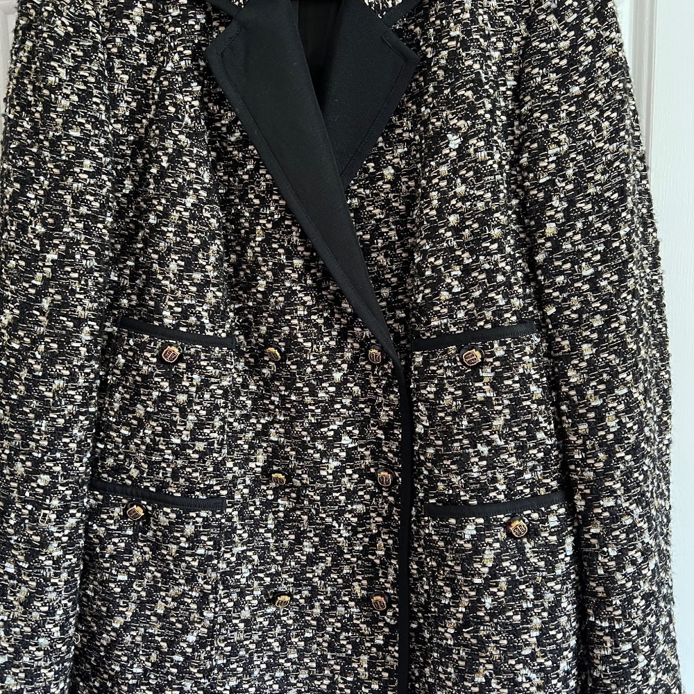 Talbots Tweed Black Gold Preppy Blazer Jacket - no tag but fits as 16